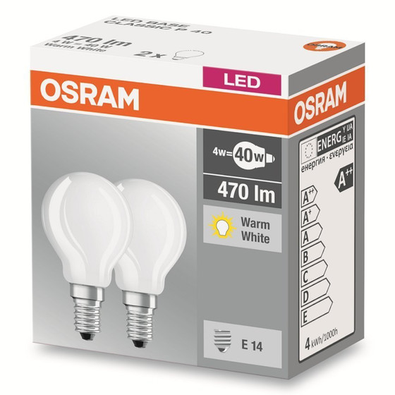 2er Set Osram LED Base Classic P40 Lampe E14 Leuchtmittel...