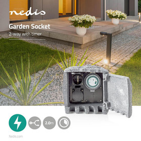 Gartensteckdose Steckdosenleiste Außenbereich 2-fach...