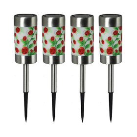 Luxform 30475 Solarleuchten LED 4er-Set 3D-Rosenmotiv für...