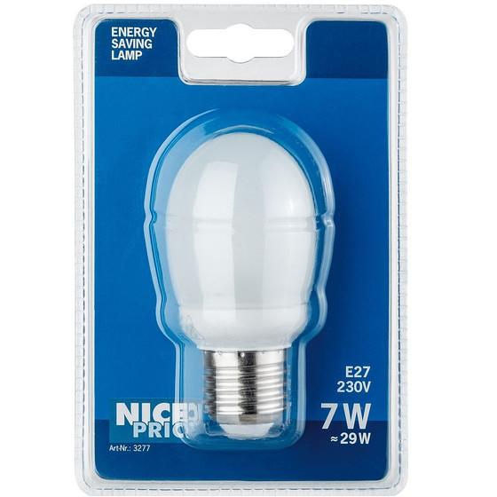Nice Price 3277 Energiesparlampe Tropfen 7W Warmweiss E27 