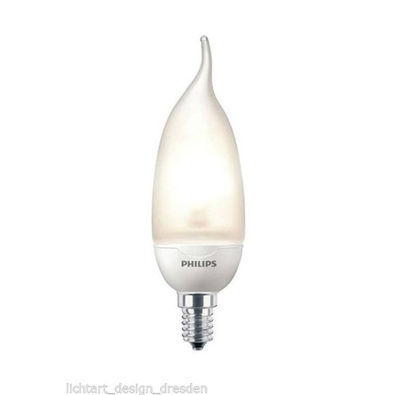 Philips 926644 Softone Energiesparlampe Kerze 5W Warmweiß E14 Schwanenhals