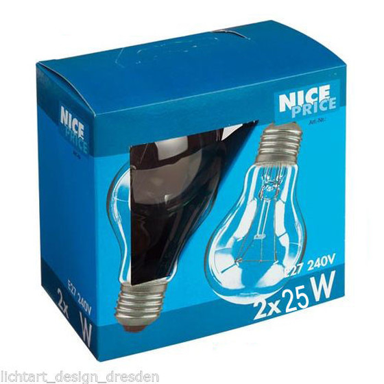 Nice Price 3800 2er Set Glühlampe AGL 25W E27 Klar 230V Leuchtmittel