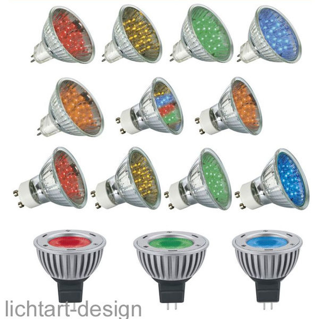 Led Gu10 Farbig Spot Glühbirnen,Rot,Gelb,Blau & Grün Down Lampe 4x 2w