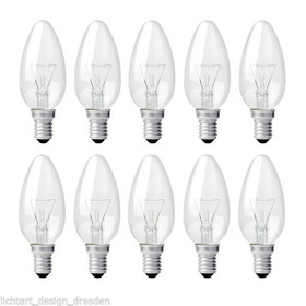 10 STÜCK GLOBO Leuchtmittel E14 Kerze 40W Matt klar