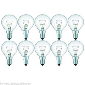 10 STÜCK GLOBO Leuchtmittel E14 Tropfen 40W Klar im 10er Set