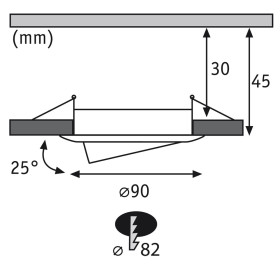 Paulmann 928.32 1er Einbauleuchten-Set Premium Coin dimmbar LED 7 W Alu gedreht