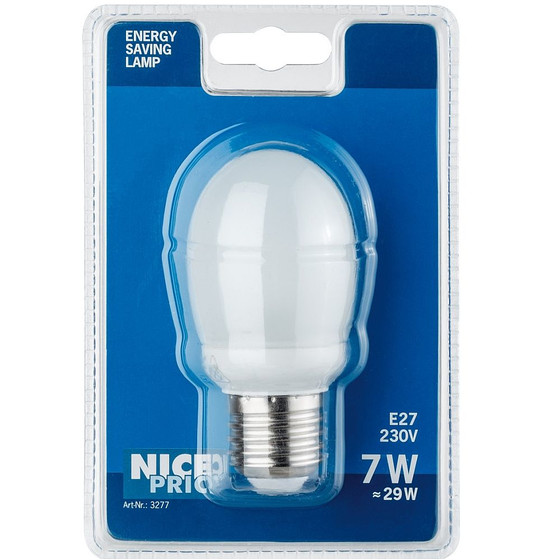 Nice Price 3277 Energiesparlampe Tropfen 7W Warmweiss E27