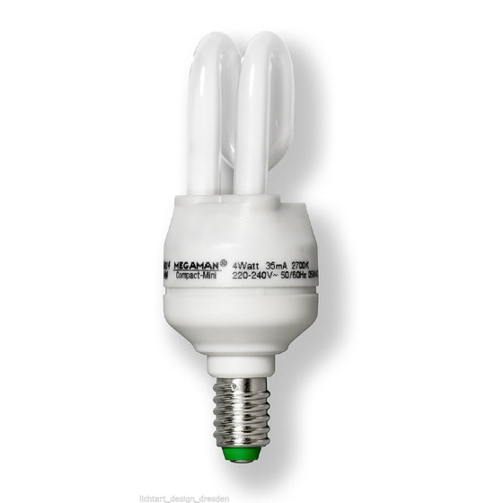 MEGAMAN MM014 ENERGIESPARLAMPE COMPACT MINI 4W E14 WARMWEISS 230V SPARLAMPE