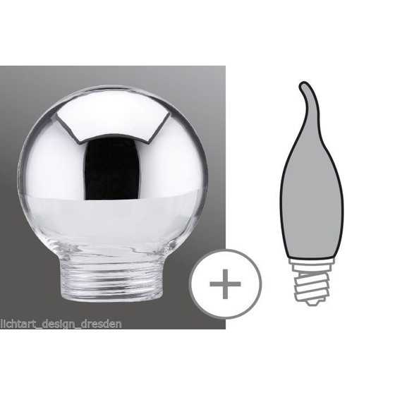 PAULMANN 875.68 Deco Artikel Glas Minihalogen Tropfen Kopfspiegel Silber