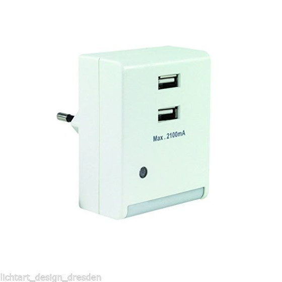 REV RITTER 0020810102 LED Nachtlicht mit USB 2.0 Ladegerät + Dämmerungsautomatik