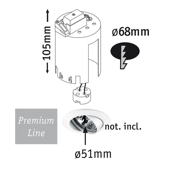 Paulmann 230 Premium Line Einbaugehuse 51mm schwarz 12V