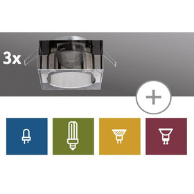 Paulmann 926.08 2Easy Einbauleuchten 3er Set Cristall Einbauring Rauchglas exkl. Leuchtmittel