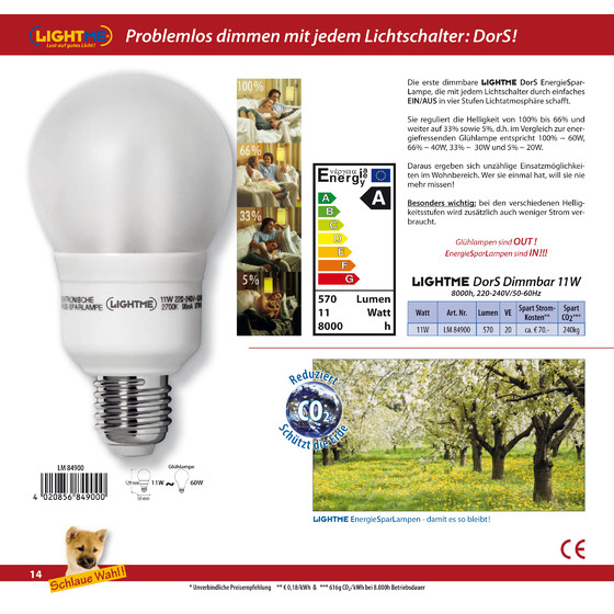Light Me LM84900 Energiesparlampe 11W E27 warmweiss dimmbar