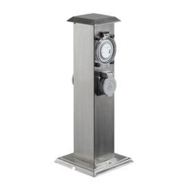 IBV 400166-012 Energiestation Energiesäule 2x Steckdosen IP44 mit Zeitschaltung Edelstahl