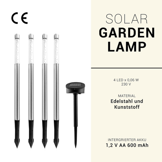 IBV 400171-102 4er Set LED Solar Erdspieß Leuchte IP44 Edelstahl Solarleuchte