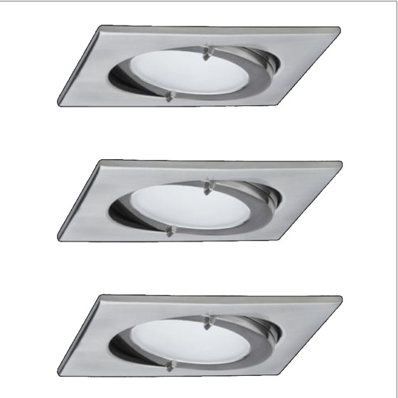Paulmann 935.32 3er Set Mbeleinbauleuchten-Set Quadro schwenkbar Eisen geb. inkl. Leuchtmittel