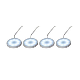 Hi Lite 11010031 LED Möbeleinbauleuchten 4er Set 4x0,6W Silber inkl. Leuchmittel