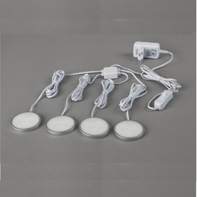 Hi Lite 11010031 LED Möbeleinbauleuchten 4er Set 4x0,6W Silber inkl. Leuchmittel