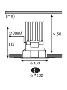 Paulmann 926.53 LED Einbauleuchten 1er Set Luca Chrom Weiss IP44 12,6W