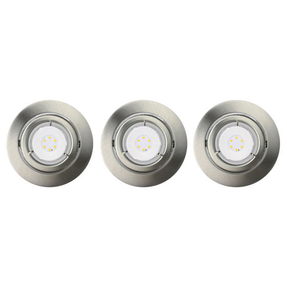 3er Set LED Einbaustrahler 3x6,2W GU10 schwenkbar 25° Eisen gebürstet