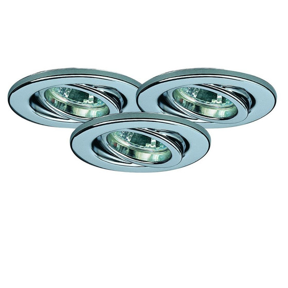 Nice Price 3041 Halogen Einbauleuchten Set 3x20W GU5,3 Eisen Chrom Dimmbar inkl. Halogen Leuchtmittel