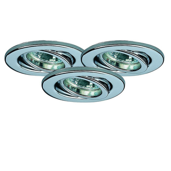 Nice Price 3041 Halogen Einbauleuchten Set 3x20W GU5,3 Eisen Chrom Dimmbar inkl. Halogen Leuchtmittel