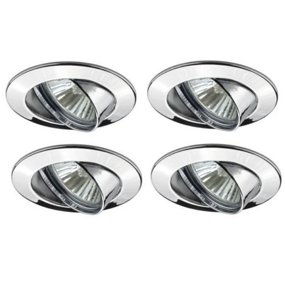 4 x Paulmann 989.44 4er Set Premium Einbauleuchten 4x50W Chrom schwenkbar inkl. Halogen Leuchtmittel