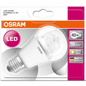 Osram LED Star Classic Kolben A40 E27 5W = 40W Glühbirne Warmweiß 2700K A+