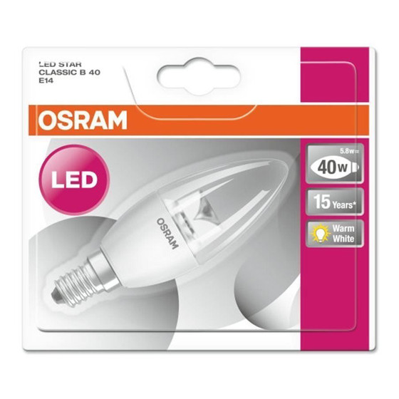 Osram LED Star Classic B40 Kerze klar E14 5,5W = 40W Glühbirne Warmweiß 470Lm