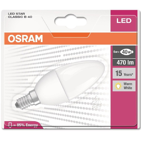Osram LED Star Classic B40 Kerzen Lampe Matt E14 5,7W = 40W Glühbirne Warmweiß