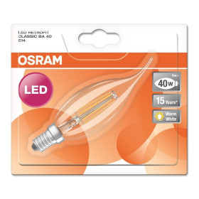 Osram LED Retrofit Kerze Filament Classic BA40 E14 4,5W = 40W Warmweiß 2700K