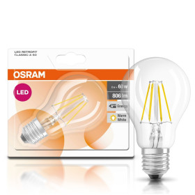 Osram LED Retrofit Glühbirne Filament E27 7W = 60W Glühlampe warmweiß 2700K
