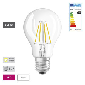 Osram LED Retrofit Glühbirne Filament E27 7W = 60W Glühlampe warmweiß 2700K