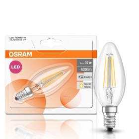 Osram LED Retrofit Kerze Filament Classic BA40 E14 4W = 40W Warmweiß 2700K