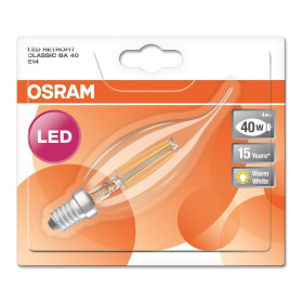 Osram LED Retrofit Kerze Filament Classic BA40 E14 4W = 40W Warmweiß 2700K