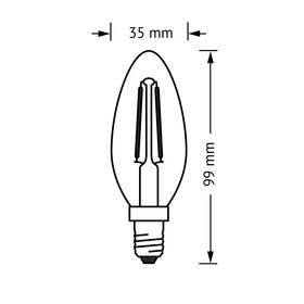 Osram LED Retrofit Kerze Filament Classic BA25 E14 2,8W=25W Warmweiß 2700K