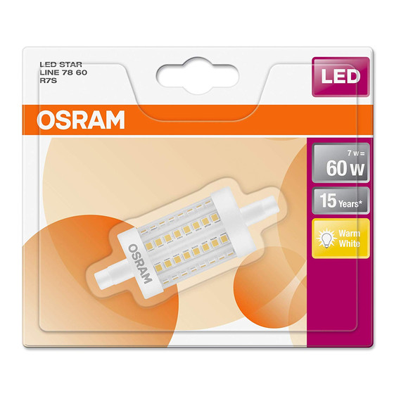 Osram LED Star Stab Baustrahler Deckenfluter R7s 7W = 60W 78mm Warmweiss 2700K