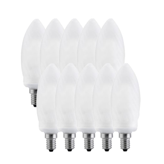 10x Paulmann 880.67 Energiesparlampe Kerze 7W E14 warmweiss gedreht Leuchtmittel