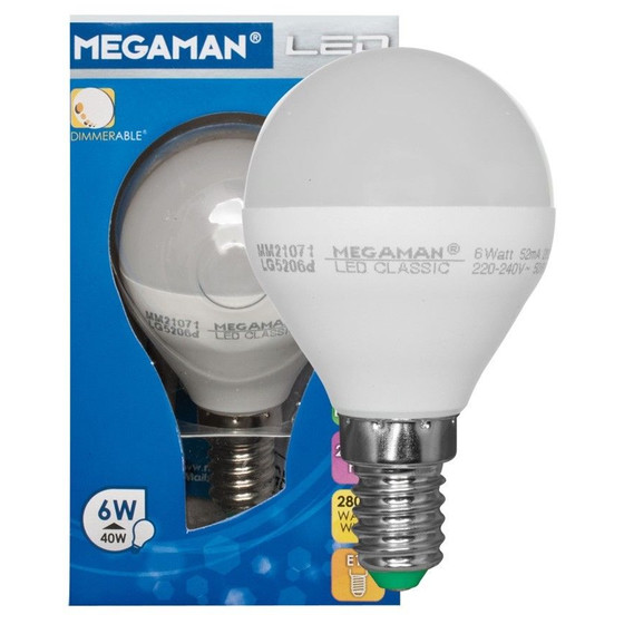 Megaman MM21071 LED E14 6W = 40W Tropfen P45 dimmbar Leuchtmittel warmweiß 230V