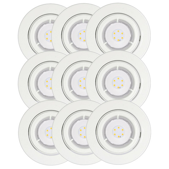 9er Set LED Einbaustrahler 6,5W Einbauleuchte schwenkbar 25° IP23 Warmweiß Weiß