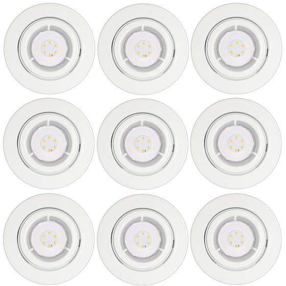 9er Set LED Einbaustrahler 6,5W Einbauleuchte schwenkbar 25 IP23 Warmwei Wei