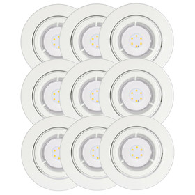 9er Set LED Einbaustrahler 6,5W Einbauleuchte schwenkbar 25° IP23 Warmweiß Weiß