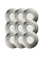 9er Set LED Einbaustrahler 6,2W GU10 Einbauleuchte schwenkbar Eisen geb.