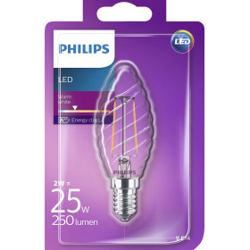 Philips LED E14 Filament Kerze gedreht Leuchtmittel Lampe 2W = 25W Warmweiß 230V