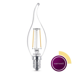 Philips LED E14 Filament Windstoß Kerze Leuchtmittel Lampe 2W=25W Warmweiß 230V