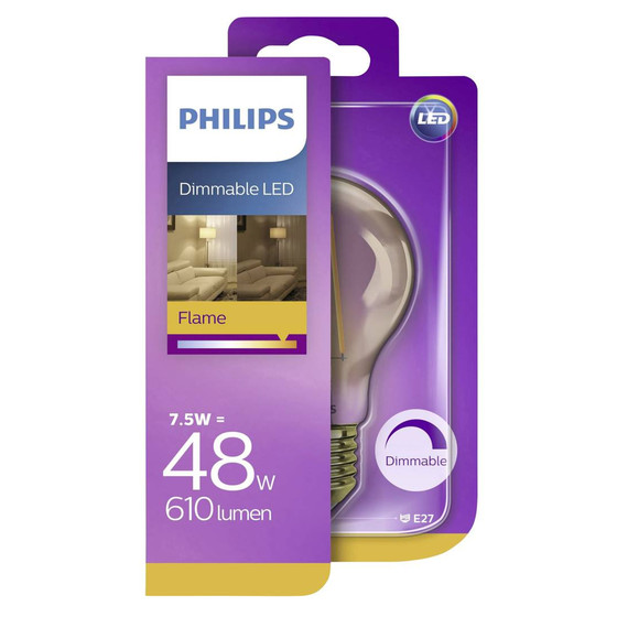 Philips Filament LED E27 AGL Vintage Dimmbar 7,5W = 48W...