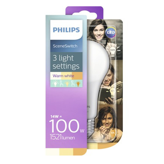 Philips SceneSwitch LED E27 Tropfen Glhlampe 14W = 100W Warmwei 230V Sparsam