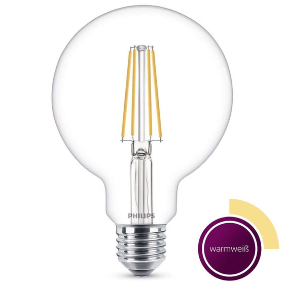Philips LED Filament E27 Globe G95 Leuchtmittel Glühlampe 6W=60W Warmweiß 230V