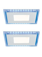 Paulmann 927.10 Premium Line Einbauleuchten Set Panel Blue 2x7W eckig Glas inkl. Leuchtmittel
