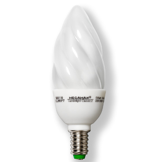 MEGAMAN MM110 Kerze Compact Energiesparlampe 5W Warmweiß E14 Glas 200lm EEK A